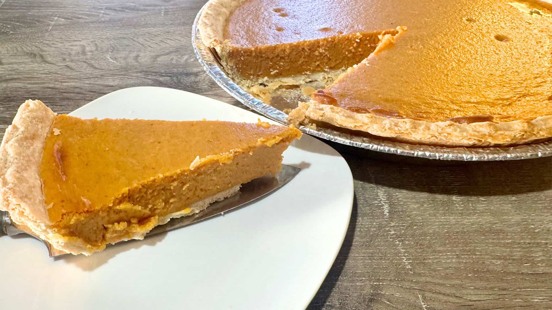 A slice of Sam's Club pumpkin pie.