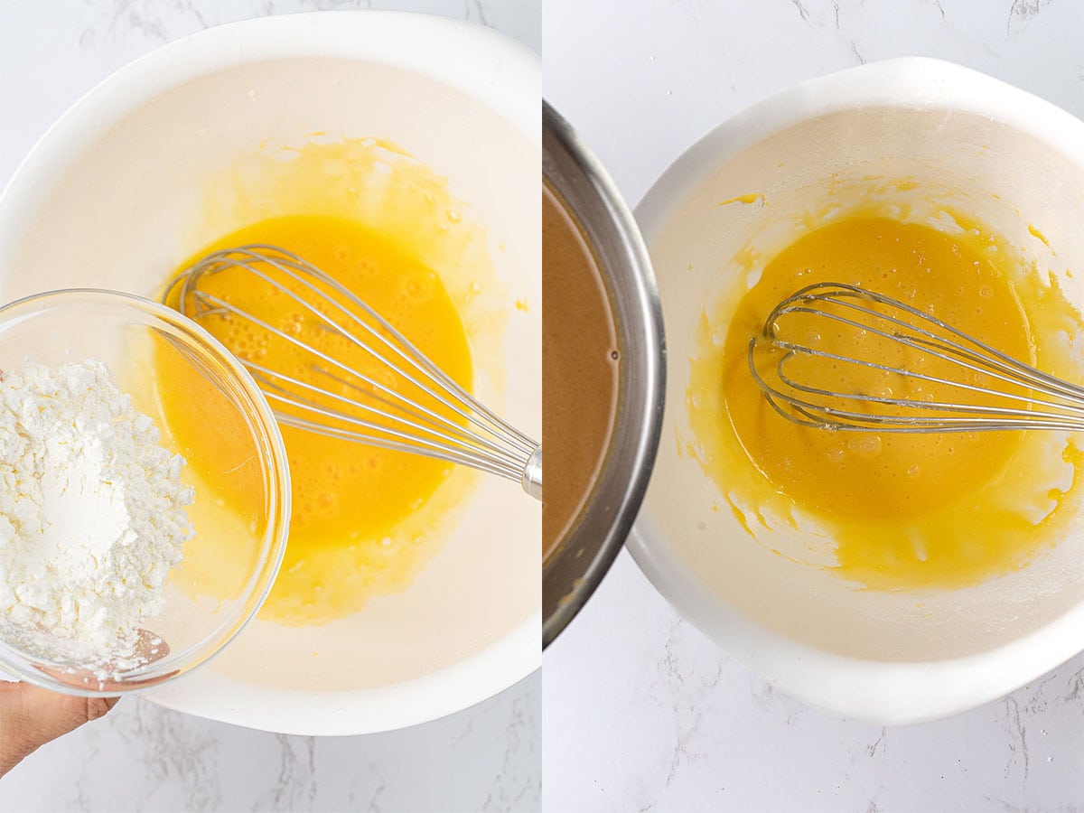 Whisk the yolks with cornstarch
