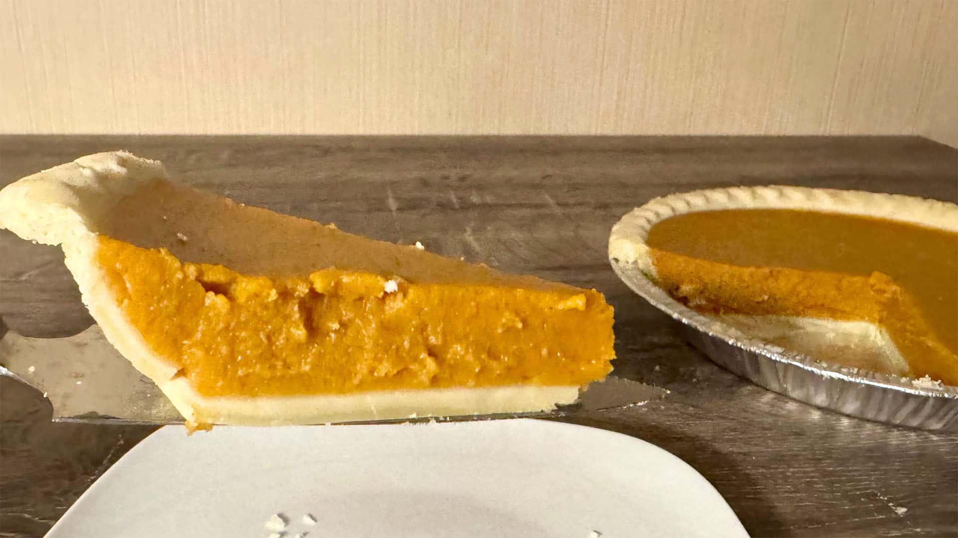 A slice of the Aldi pumpkin pie.