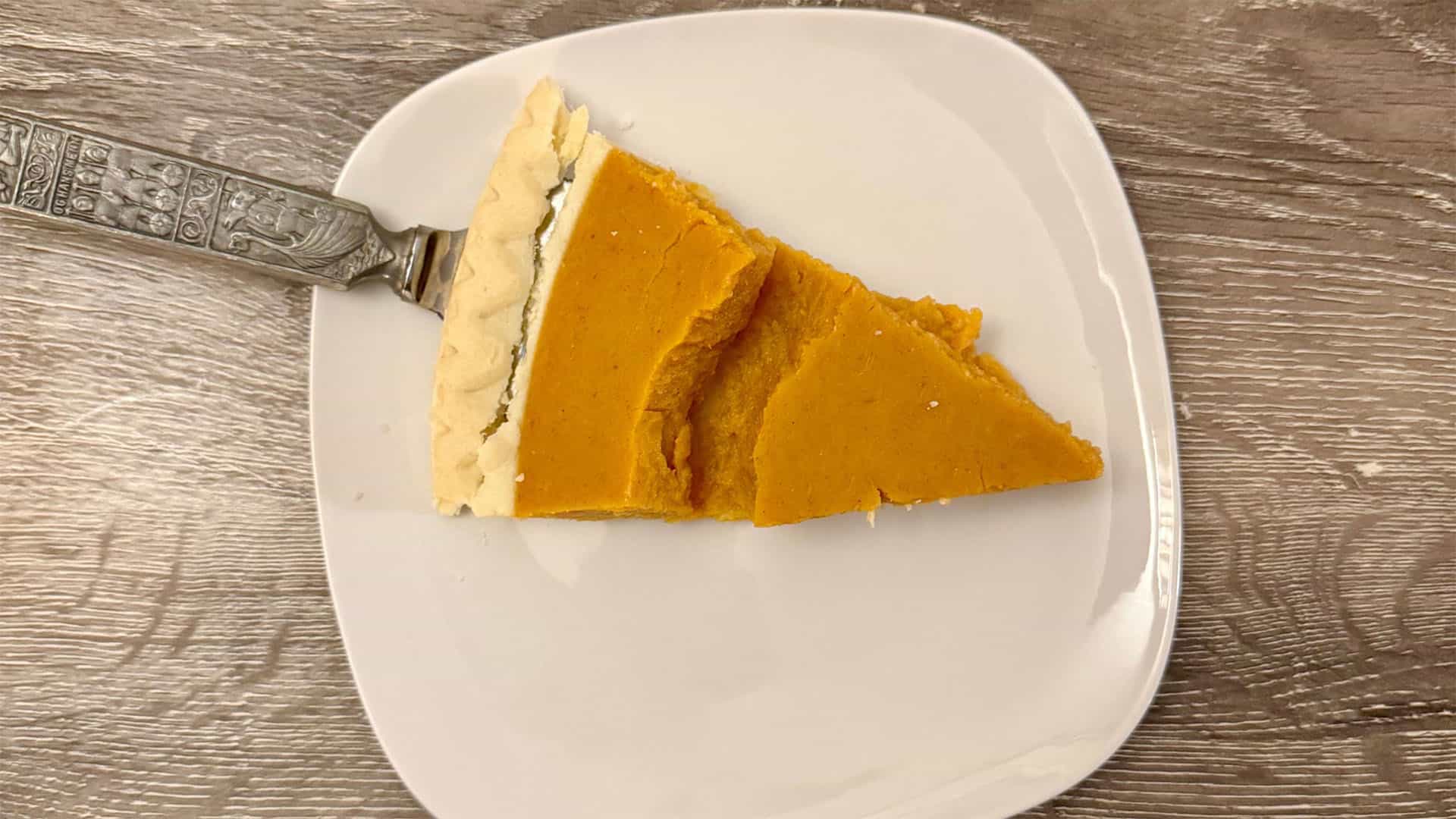 A slice of Aldi pumpkin pie.
