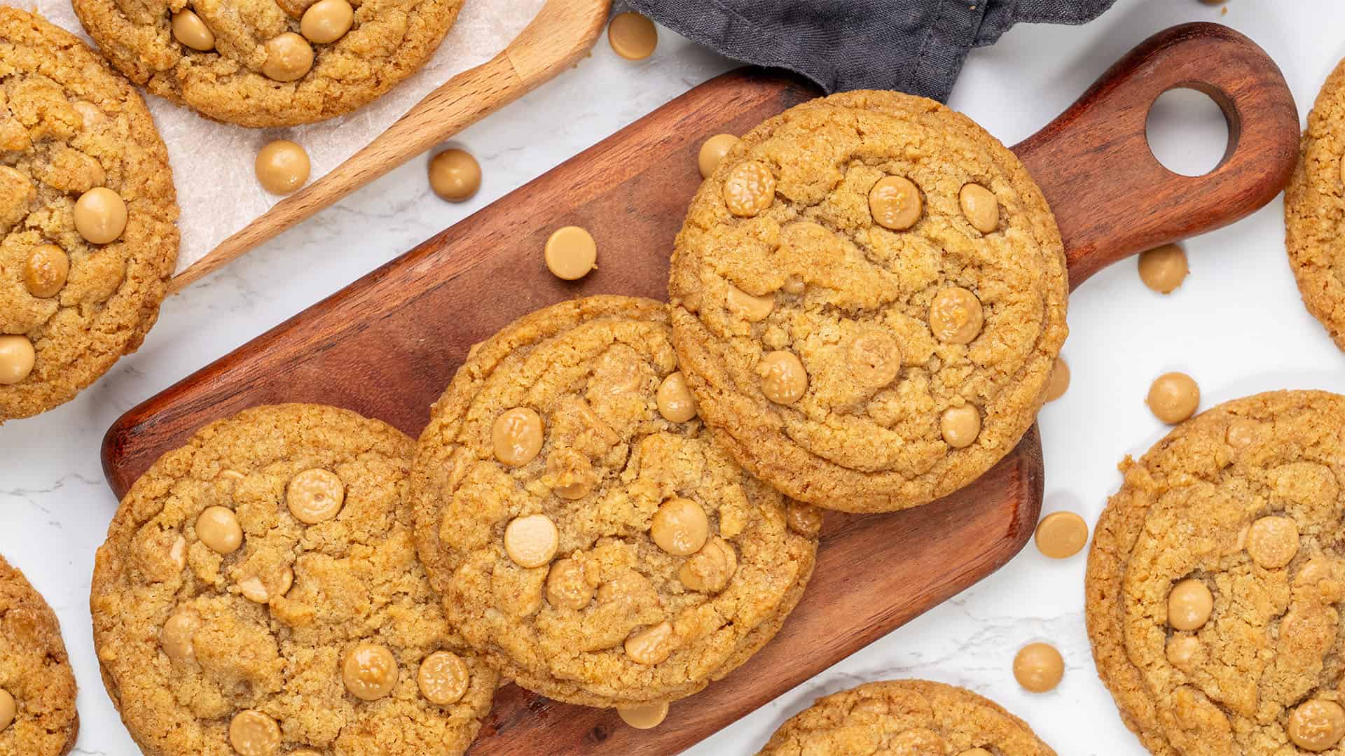 Butterscotch Cookies on a cutting board.