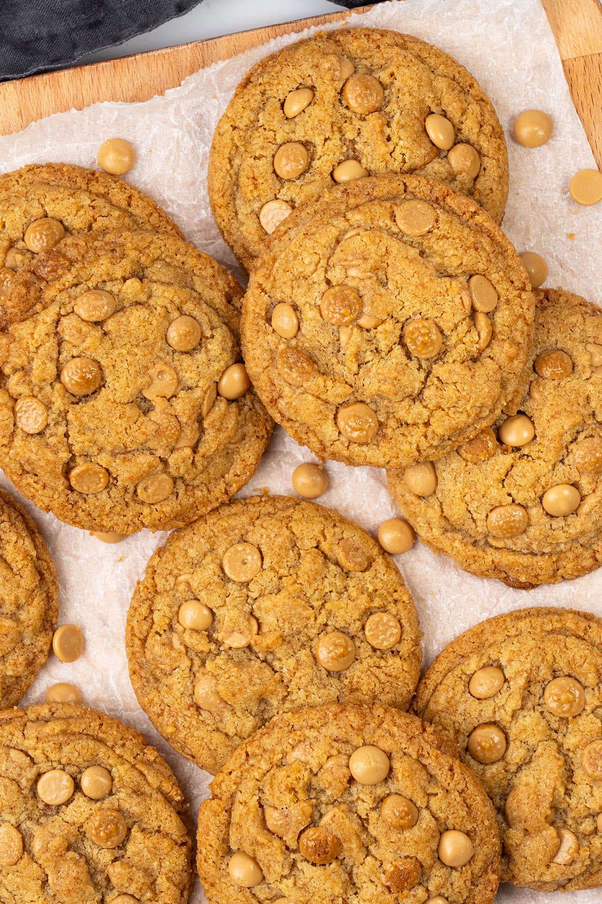 Butterscotch Cookies on a cutting board.