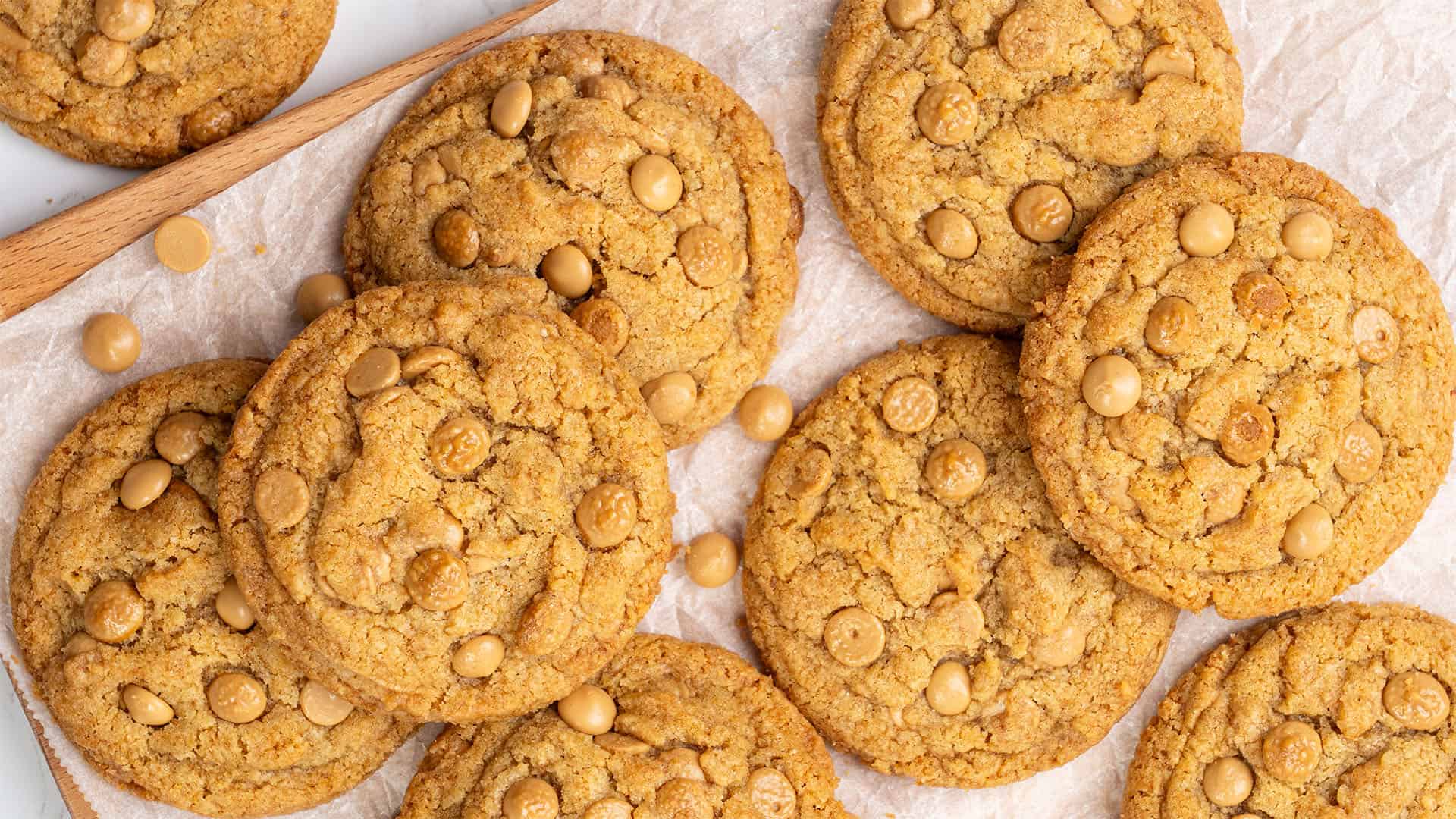 Butterscotch Cookies on a cutting board.