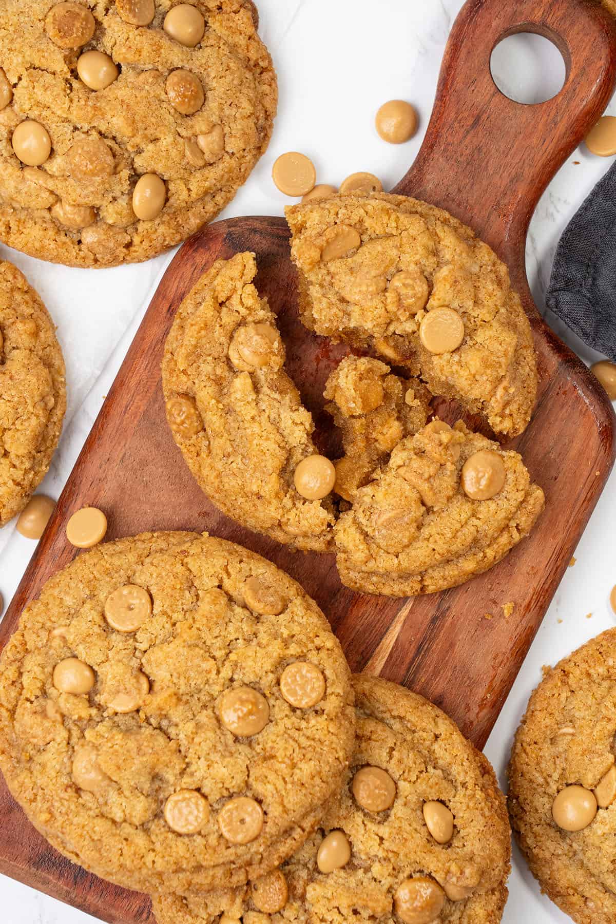 Butterscotch Cookies on a cutting board.