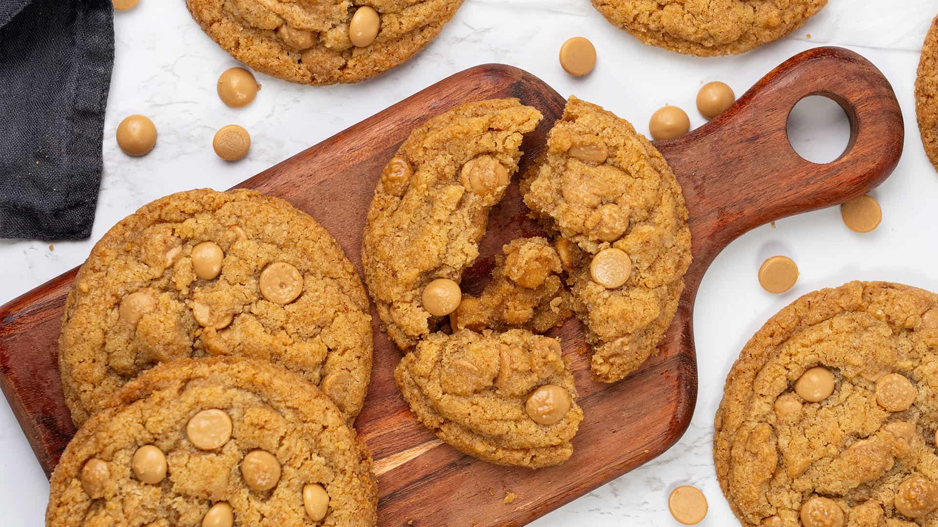 Butterscotch Cookies on a cutting board.