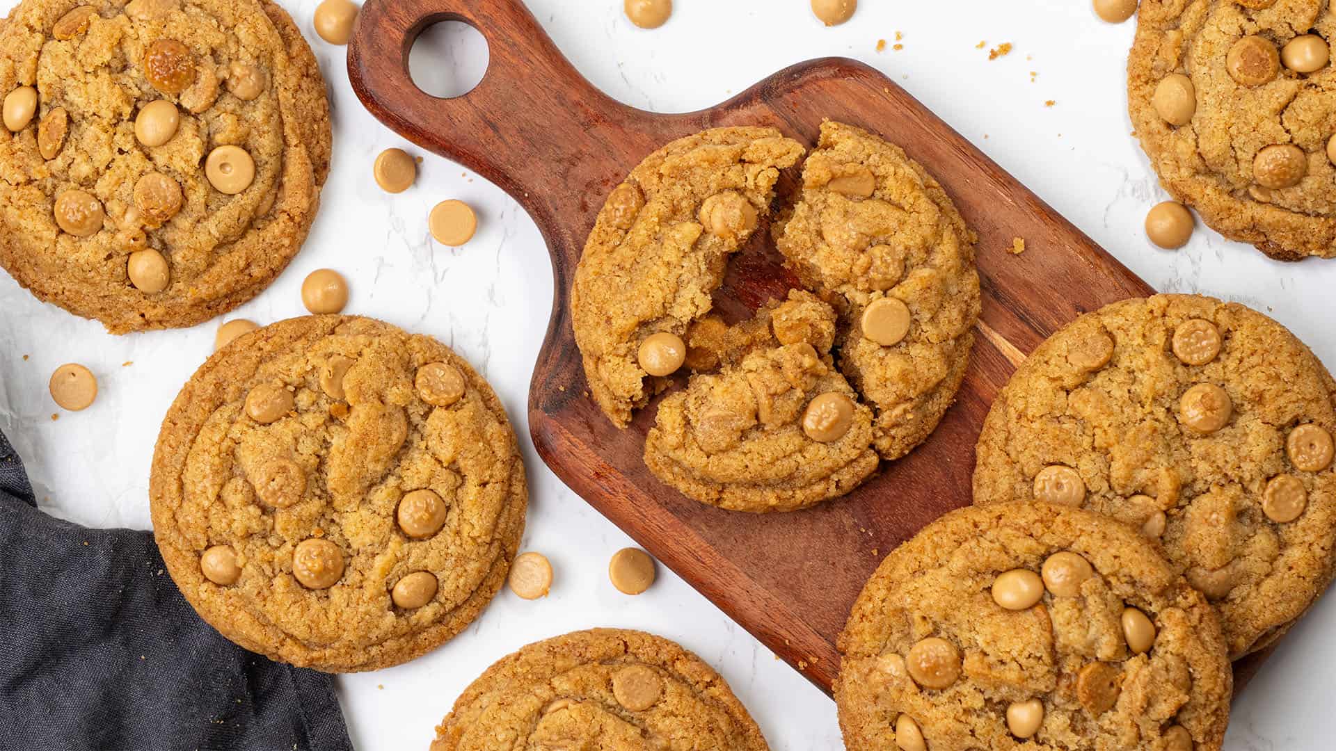 Butterscotch Cookies on a cutting board.
