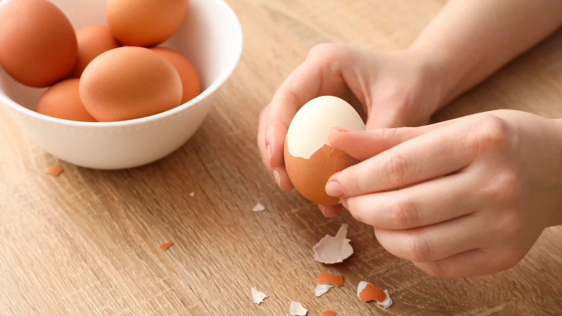 peeling hard boiled eggs.