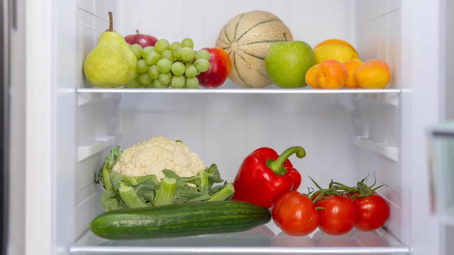 various fresh produce in fridge