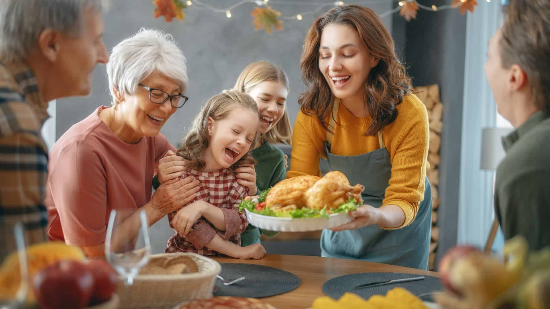 woman serving thanksgiving turkey