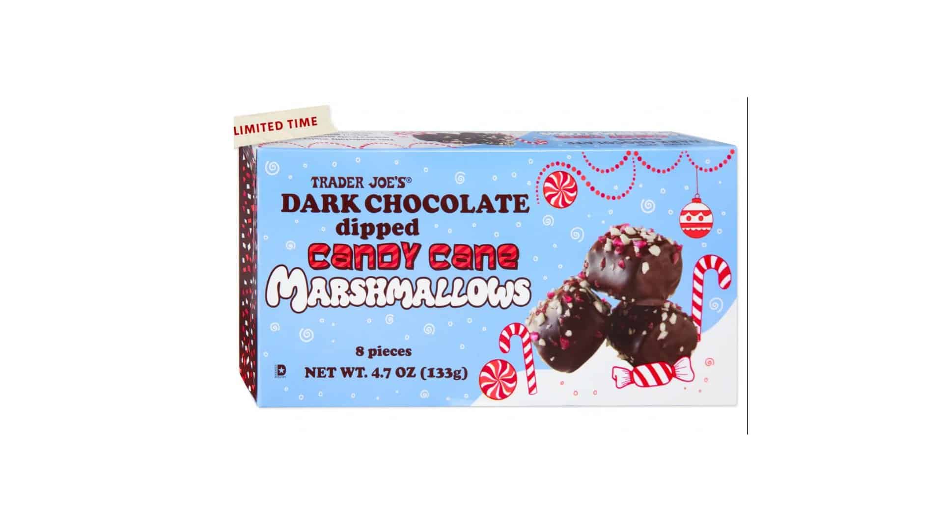 Dark chocolate dipped candy cane marshmallows