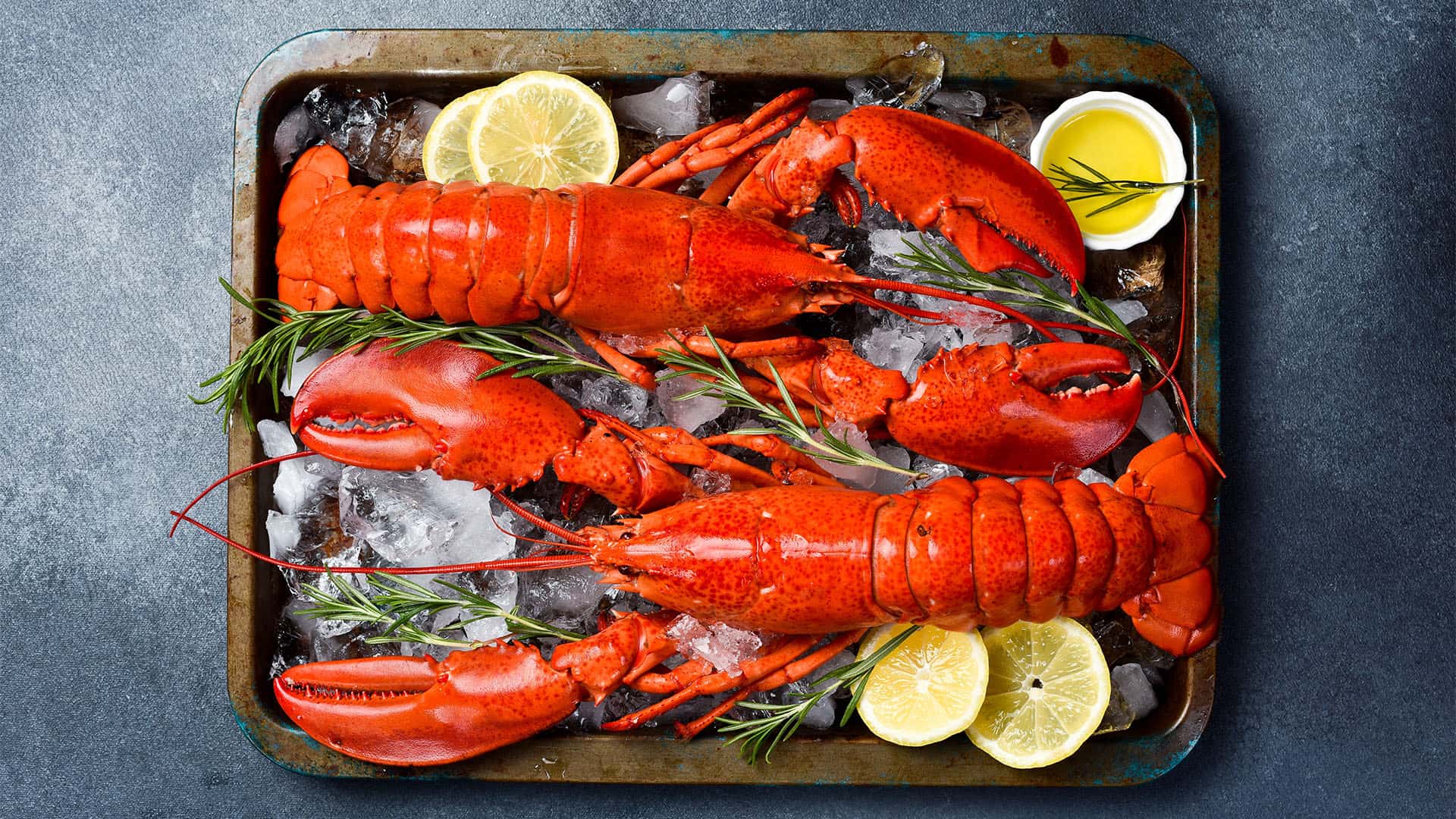 Lobster on a tray.