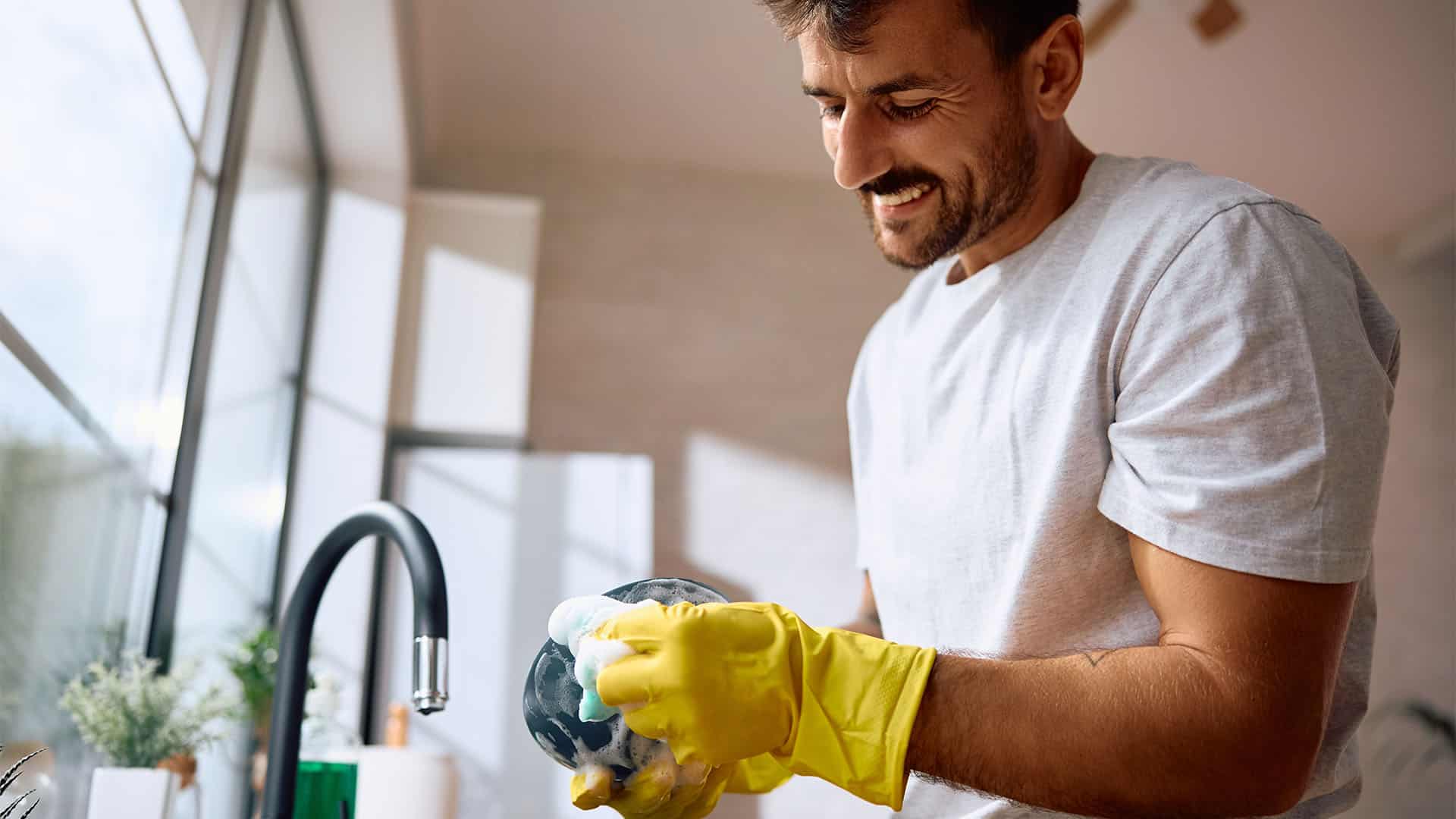 Man doing dishes