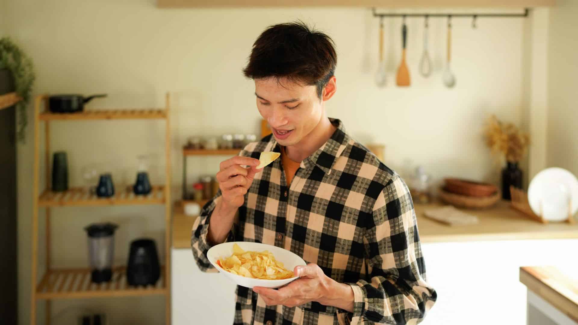 man with snacks