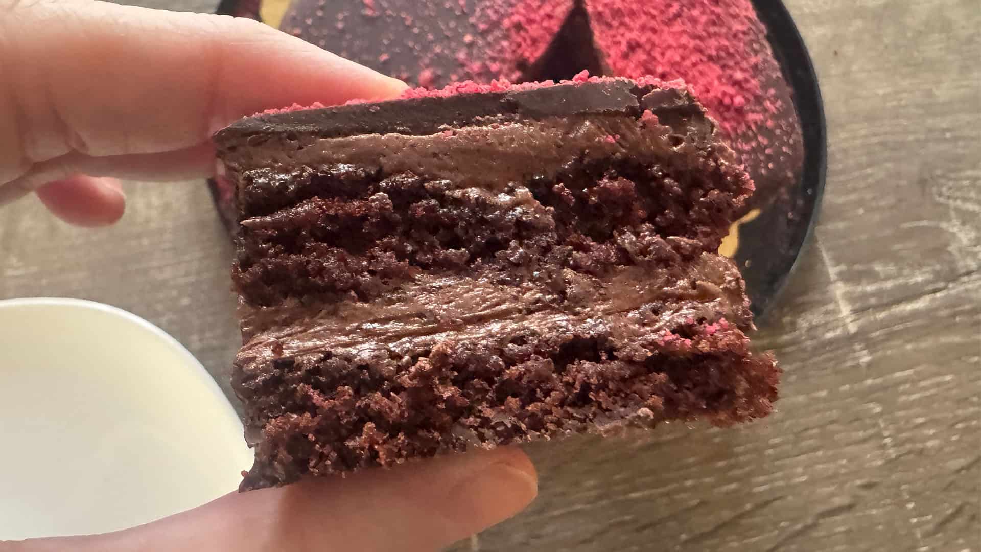 a slice of Trader Joe's Chocolate Mousse Cake.