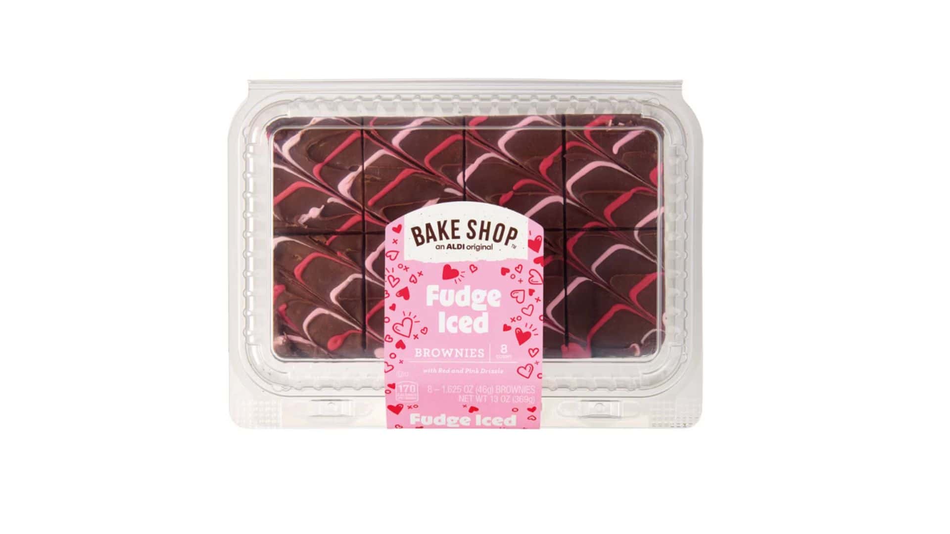 Valentine's Day fudge iced brownies