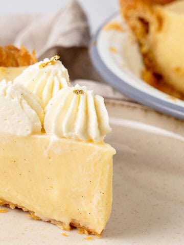 a slice of Vanilla Pie on a plate.