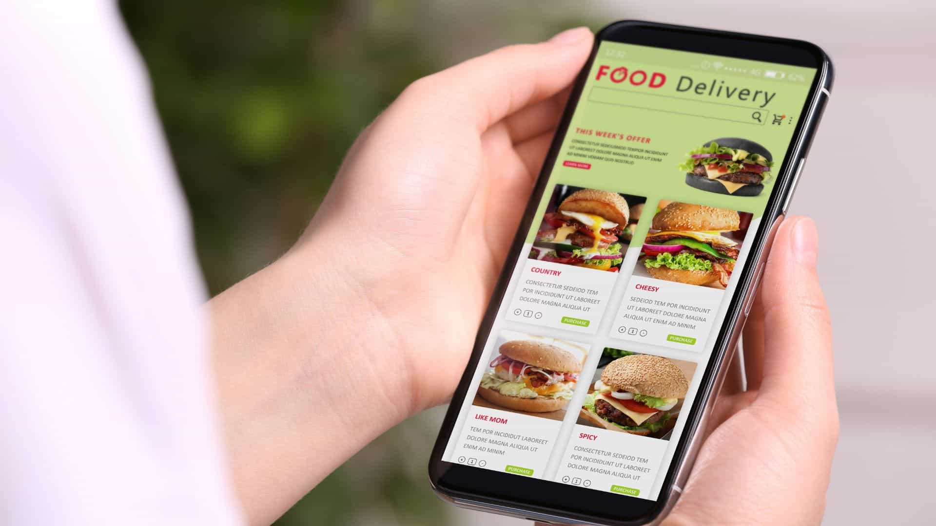 Checking food delivery app