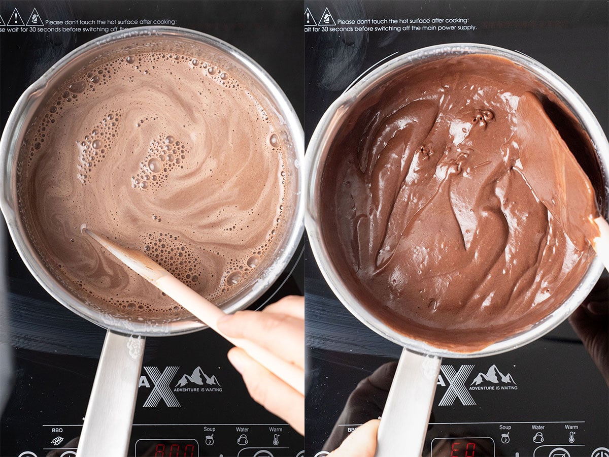 Put the mixture back on the stove and cook.