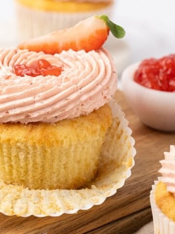 Strawberry Filled Cupcakes.