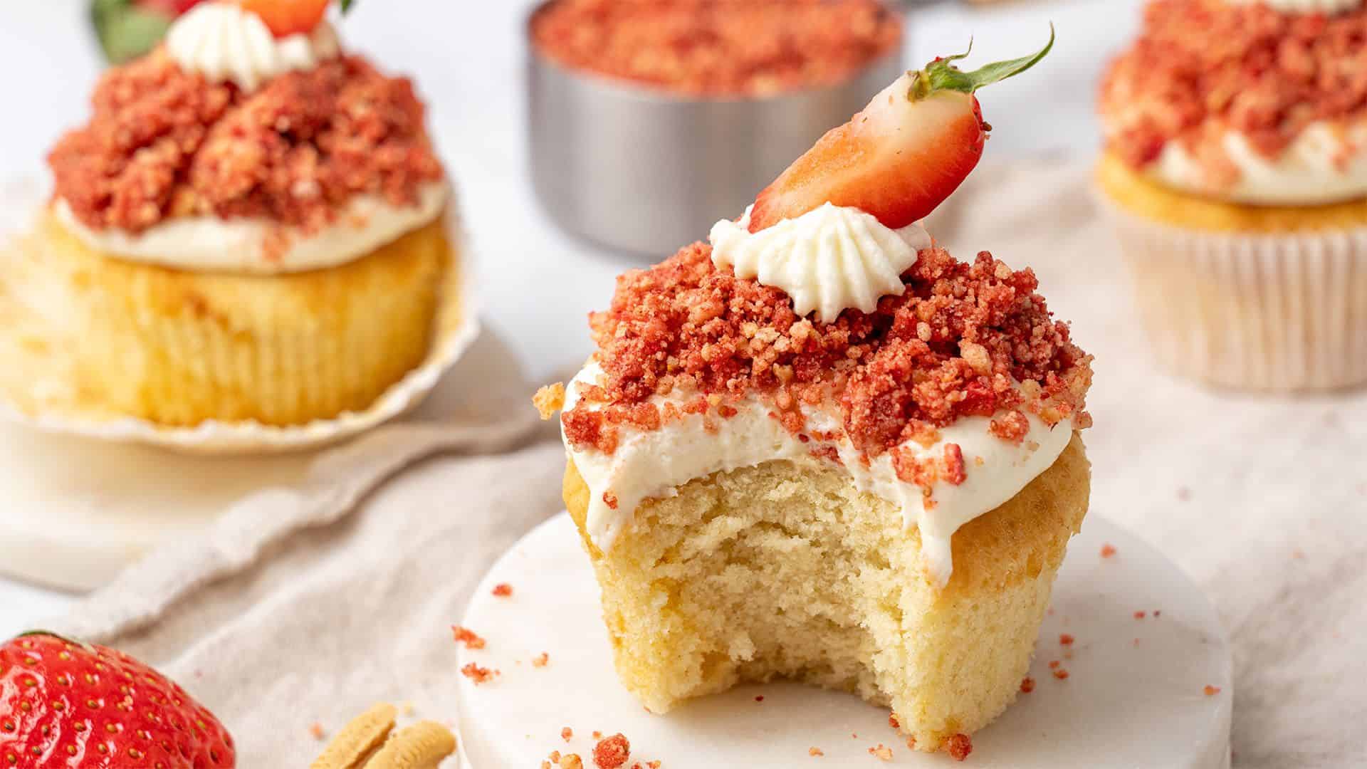 Strawberry Crunch Cupcakes.