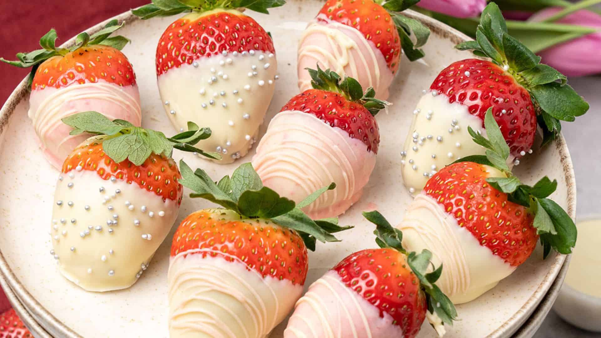 White Chocolate Covered Strawberries .