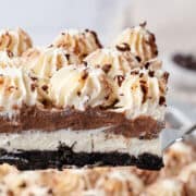 A slice of Chocolate lasagna.