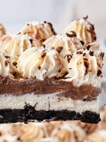 A slice of Chocolate lasagna.