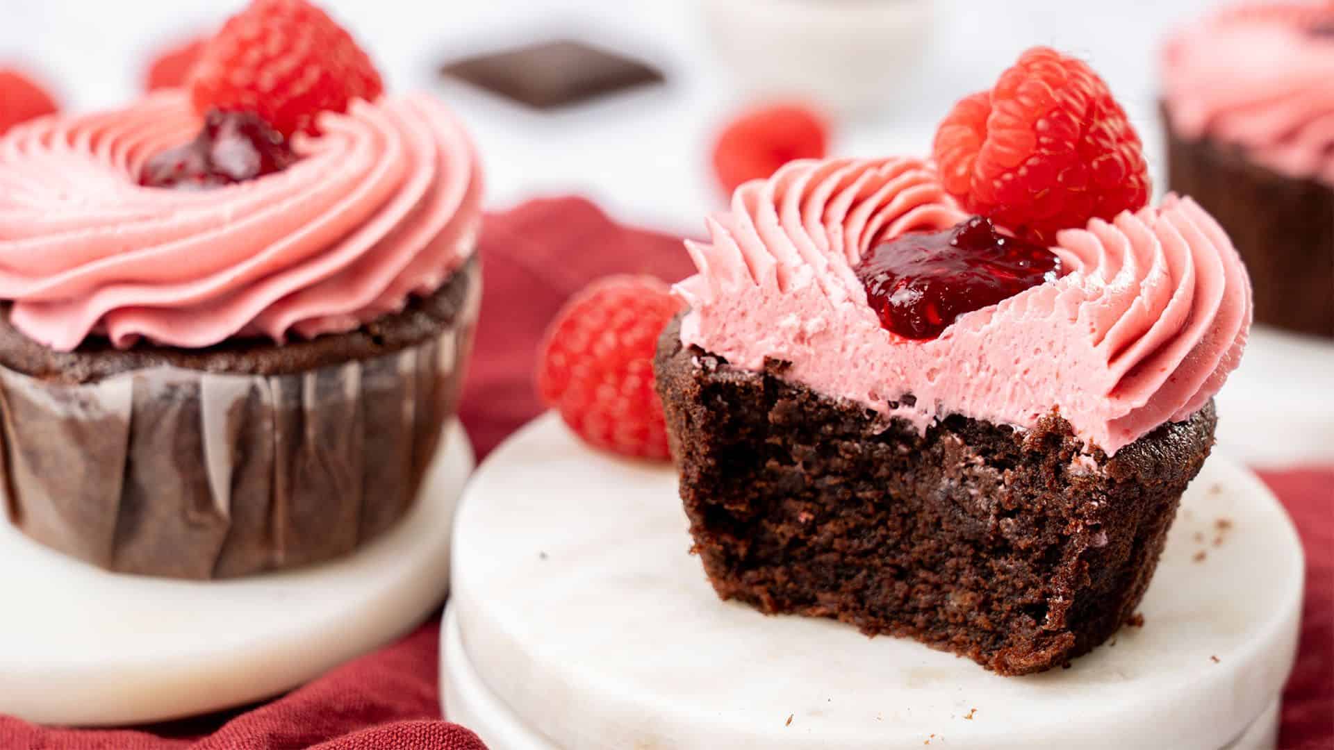 Chocolate Raspberry Cupcakes.