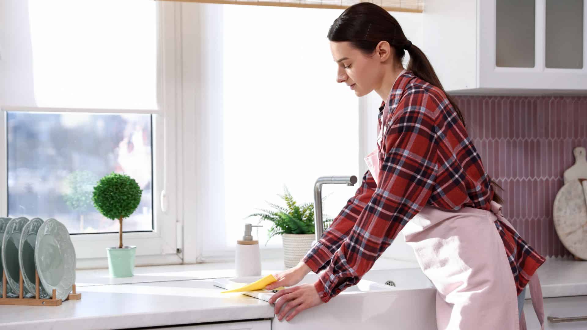 cleaning kitchen