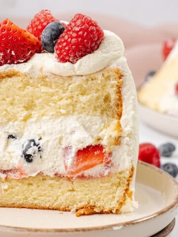 a slice of Berry chantilly cake.