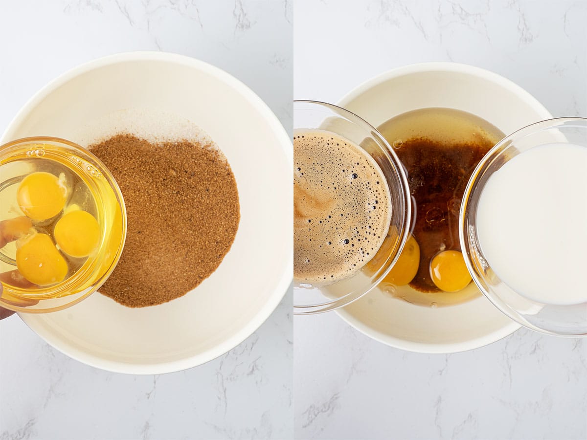 n a large bowl, whisk the room-temperature wet ingredients together.