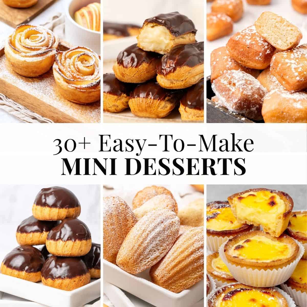 6 different types of mini desserts.