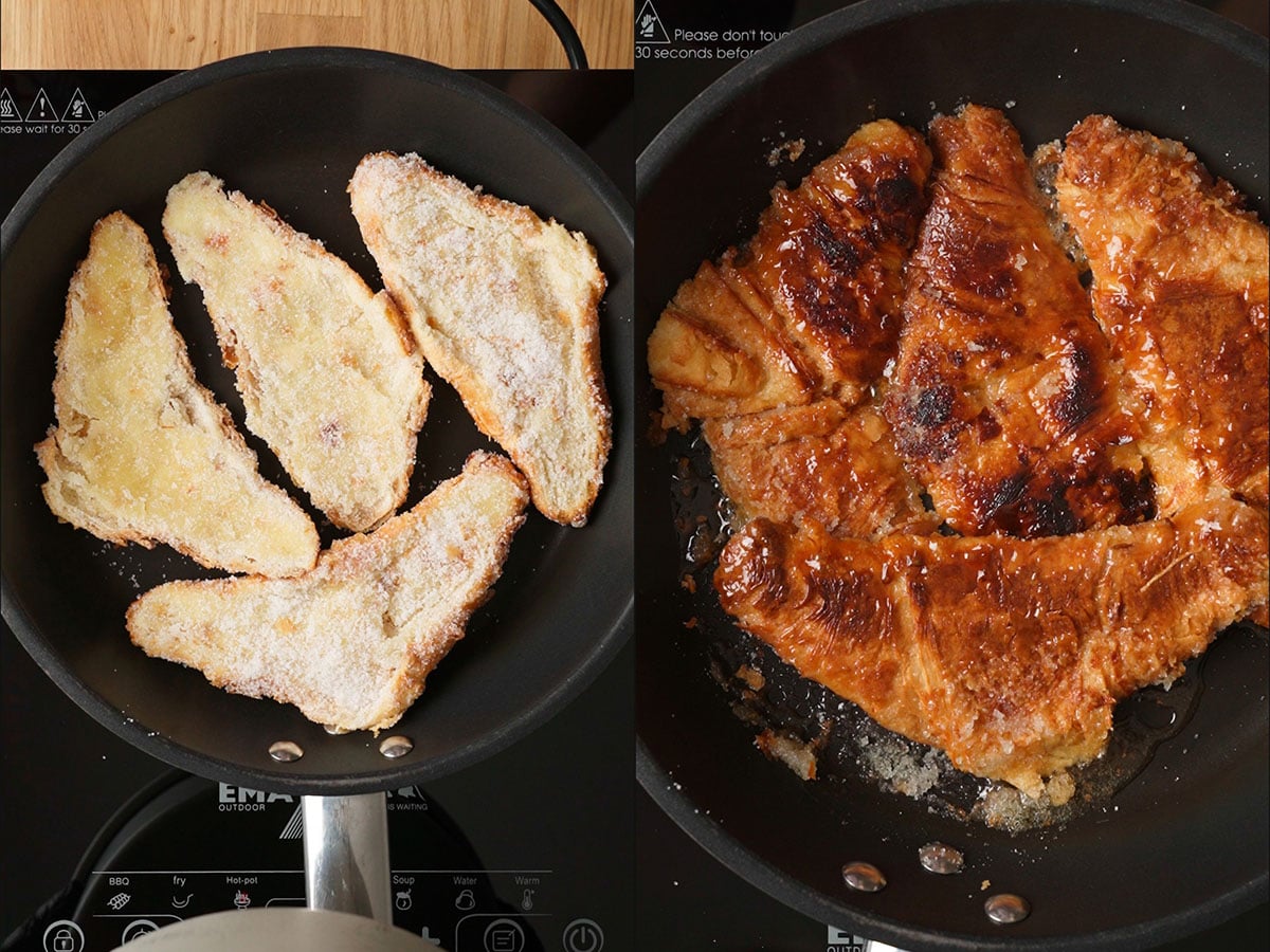 Croissant Ice Cream Sandwich in a pan.