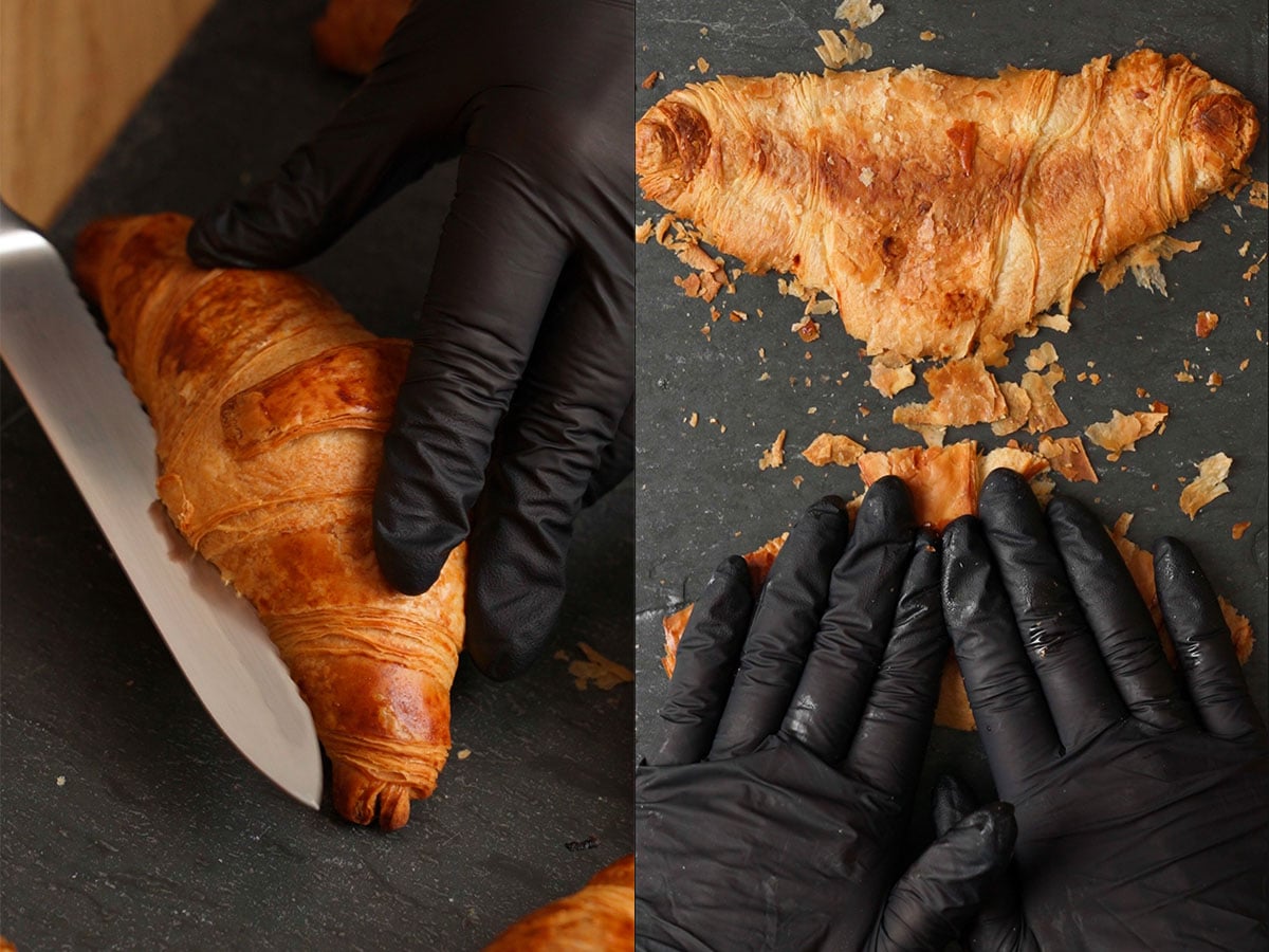Cut and press down the croissants