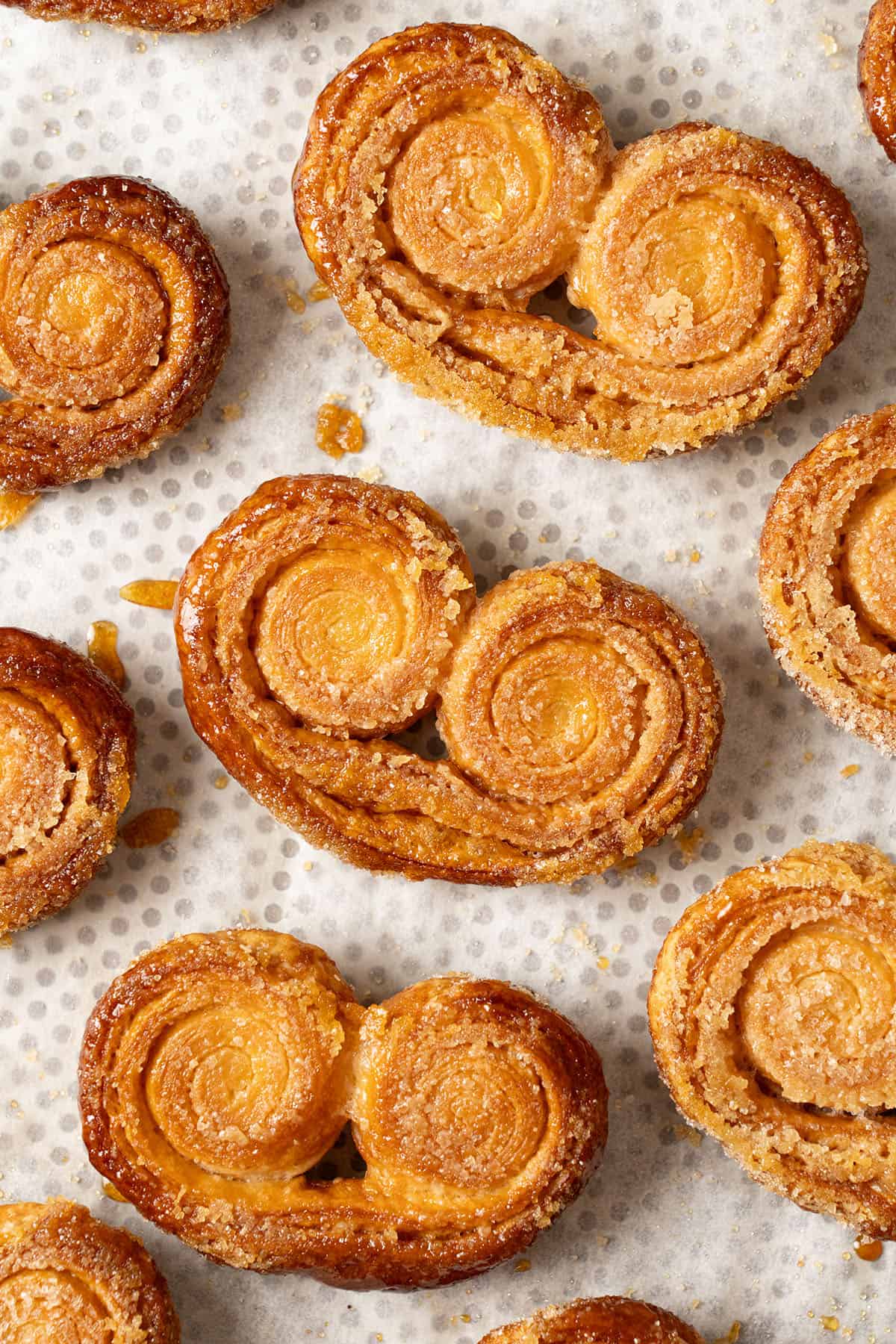 Palmiers on a cutting board.