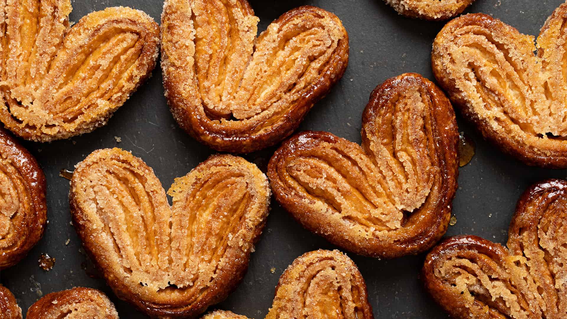 Palmiers on a cutting board.