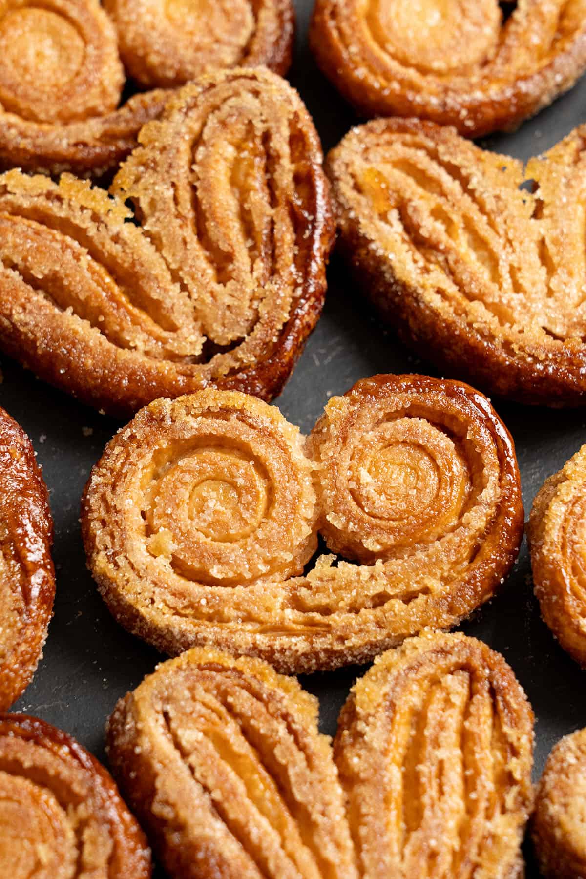 Palmiers on a cutting board.