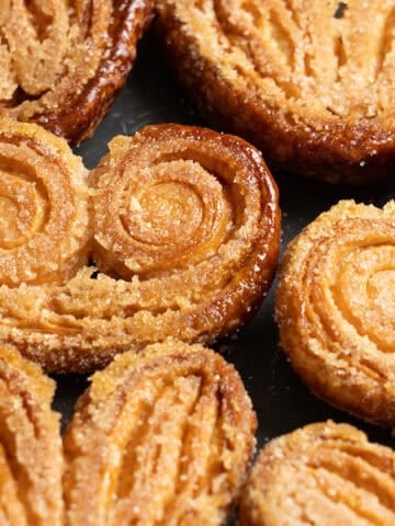 Palmiers on a cutting board.