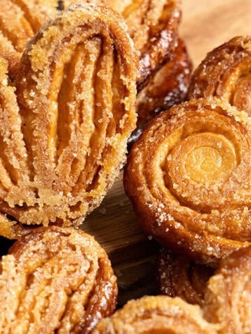 Palmiers on a cutting board.
