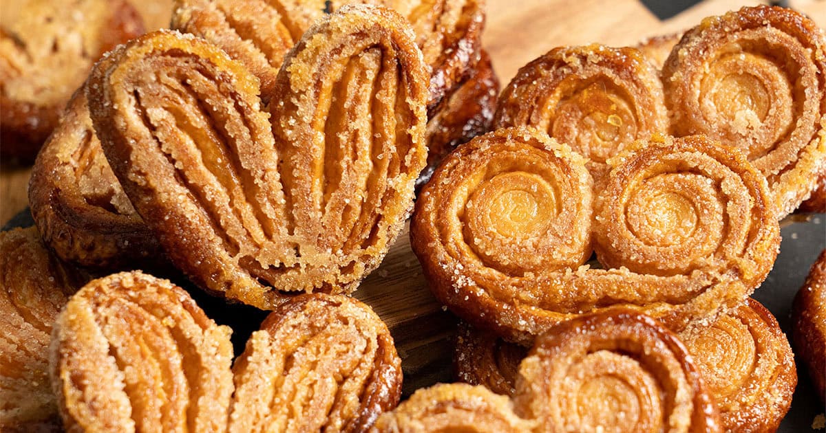 Palmiers on a cutting board.