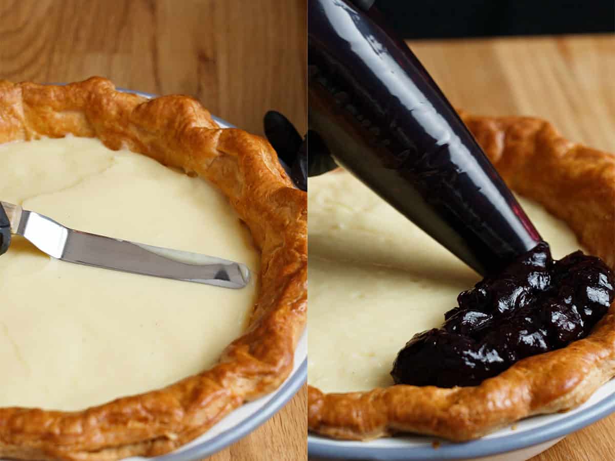 Blueberry Cream Pie assembly.