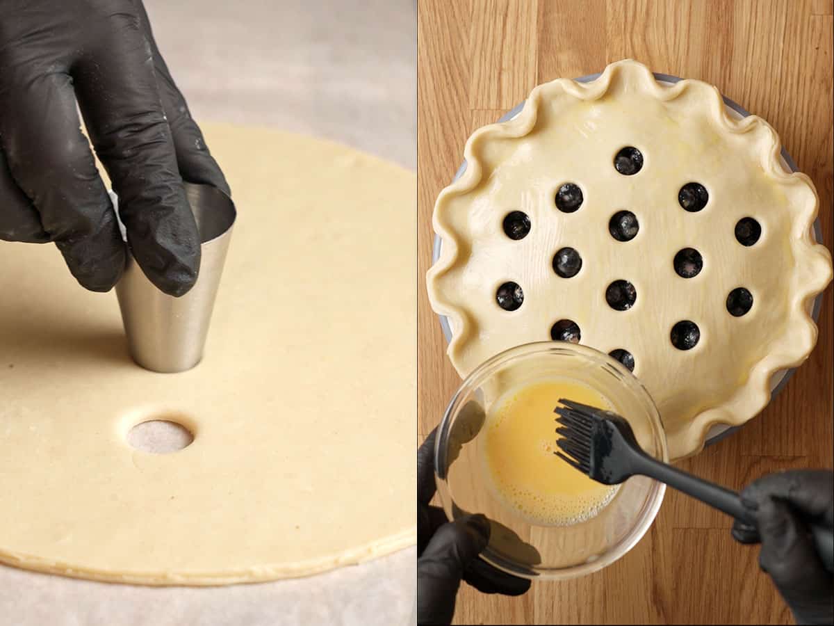 Blueberry pie assembly.
