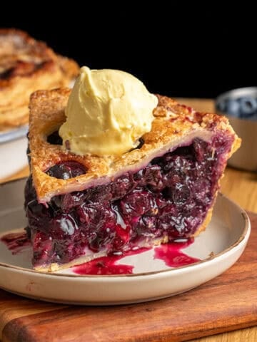 A slice of Blueberry Pie.