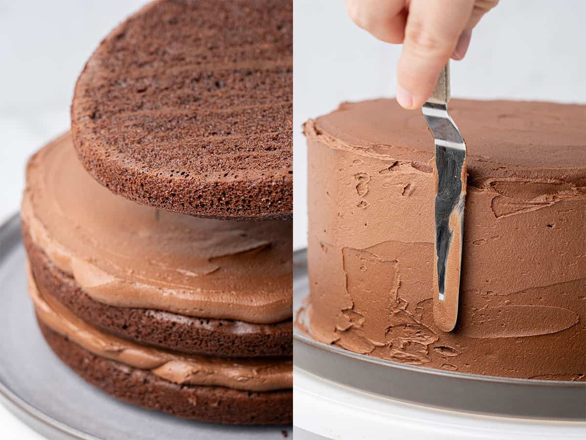assemble the cake and cover with frosting.