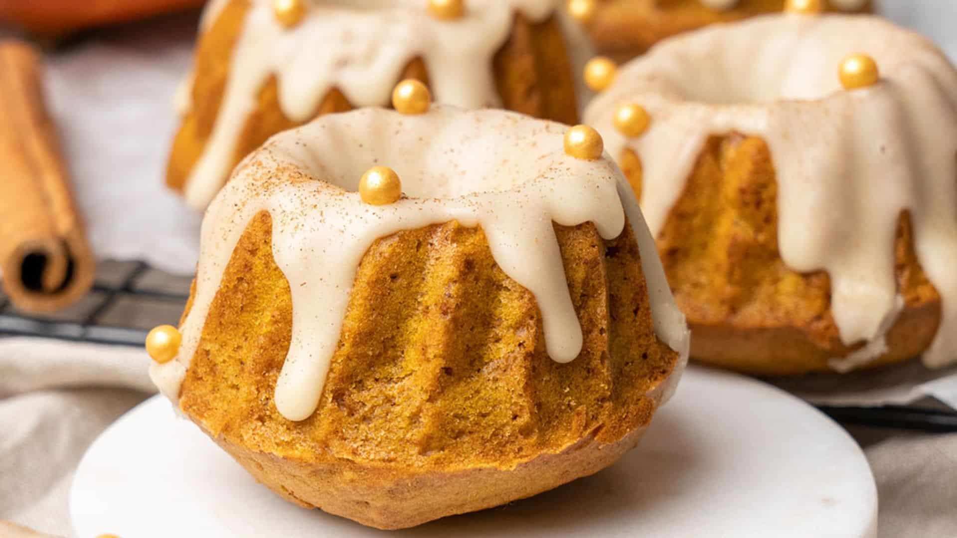 Mini Pumpkin Bundt Cakes with Maple Glaze