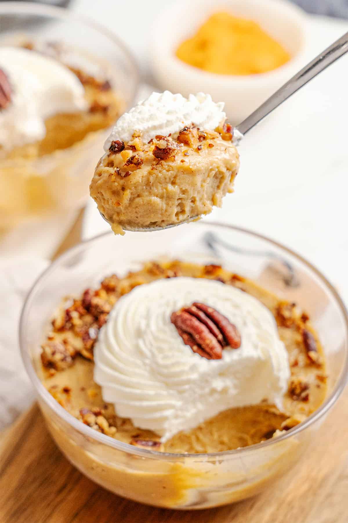 Pumpkin Pudding with pecans.