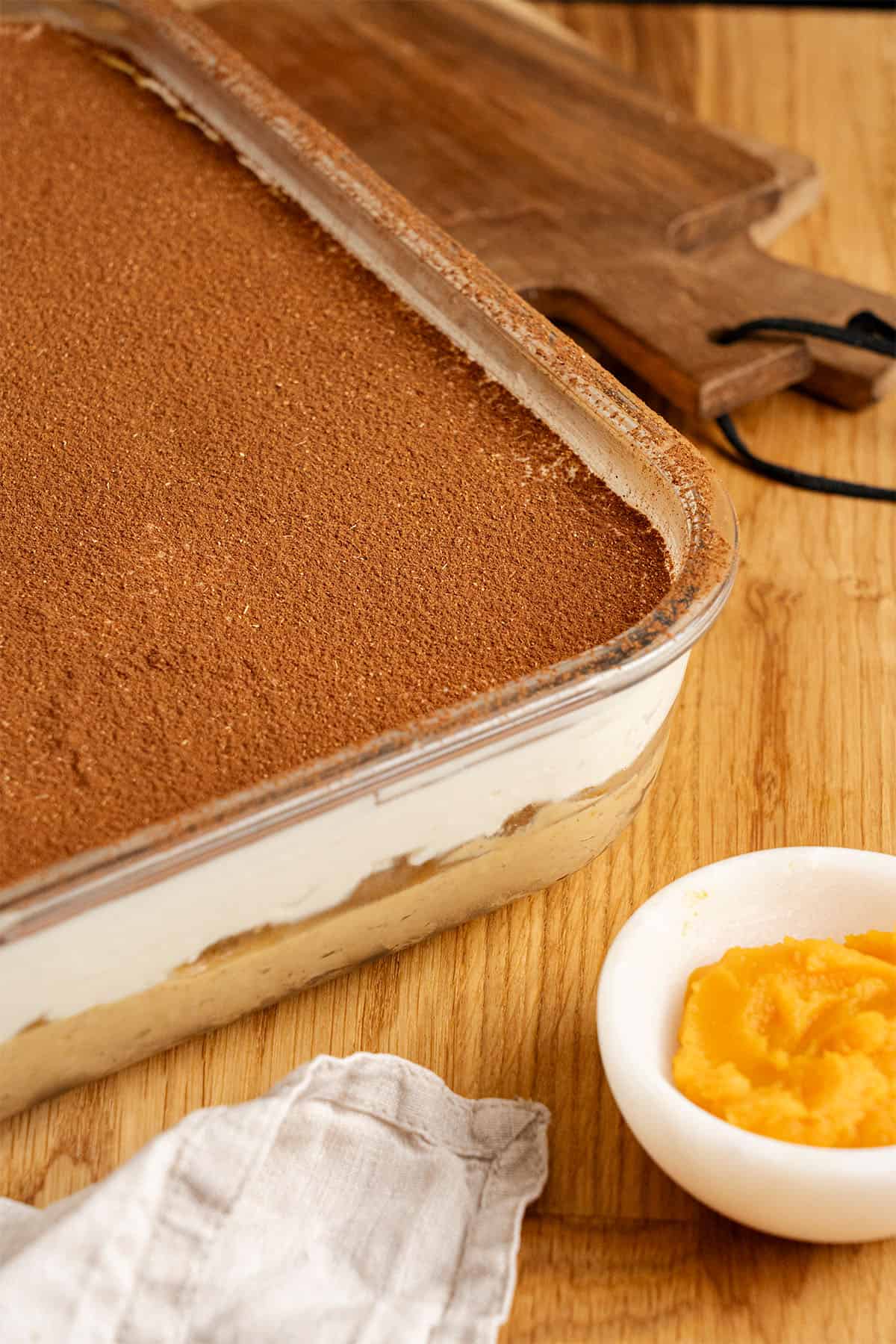 Pumpkin Tiramisu in a food container.