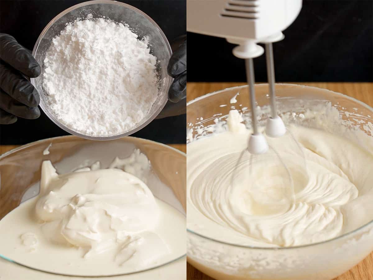 Making mascarpone whipped cream.